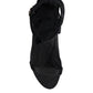 Dolce & Gabbana Black Tulle Stretch Heels Sandals Shoes