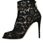 Dolce & Gabbana Black Floral Lace Heels Ankle Boots Shoes