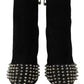 Philipp Plein Black Suede Studded Heels Ankle Boots Shoes