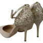 Elisabetta Franchi Beige Linen Ankle Strap High Heels Shoes