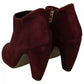 Steve Madden Maroon Blush Velvet Suede Penelope Ankle Boots Shoes