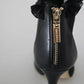 Mangano Black Leather Mesh Stiletto High Heels Peep Toe Boots Shoes