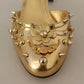 Dolce & Gabbana Gold Studs Vally Slingback Sandals Shoes