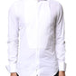 Dolce & Gabbana White GOLD Cotton Poplin Bib Formal Men Dress Shirt