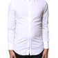 Dolce & Gabbana White GOLD Cotton Long Sleeves Dress Shirt
