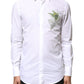 Dolce & Gabbana White Cotton Peacock Feather GOLD Formal Shirt