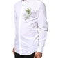 Dolce & Gabbana White Cotton Peacock Feather GOLD Formal Shirt