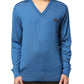 Dolce & Gabbana Blue Cashmere Crown V-neck Pullover Sweater