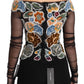 Dolce & Gabbana Black Floral Ricamo Top T-shirt Blouse