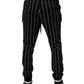 Dolce & Gabbana Black White Stripes Jogger Sweatpants Pants