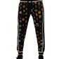 Dolce & Gabbana Black Religious Print Silk Men Jogger Pants