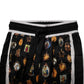 Dolce & Gabbana Black Religious Print Silk Men Jogger Pants