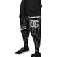 Dolce & Gabbana Black Polka Dot Stripes Cargo Jogger Sweatpants Pants
