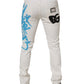 Dolce & Gabbana White Tattered Graffiti Skinny Denim Jeans
