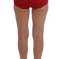 Dolce & Gabbana Glamorous Red Silk Floral Embroidered Shorts