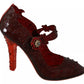 Dolce & Gabbana Red Floral Crystal Heels CINDERELLA Shoes