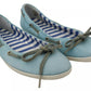 Pantofola D'Oro Sky Blue Suede Lace Bow Loafers Ballet Flat Shoes