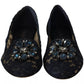 Dolce & Gabbana Blue Crystal Loafer Lace Ballet Flats Shoes
