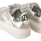 Patrizia Pepe Silver Full Grain Leather Lace Up Sneakers Shoes