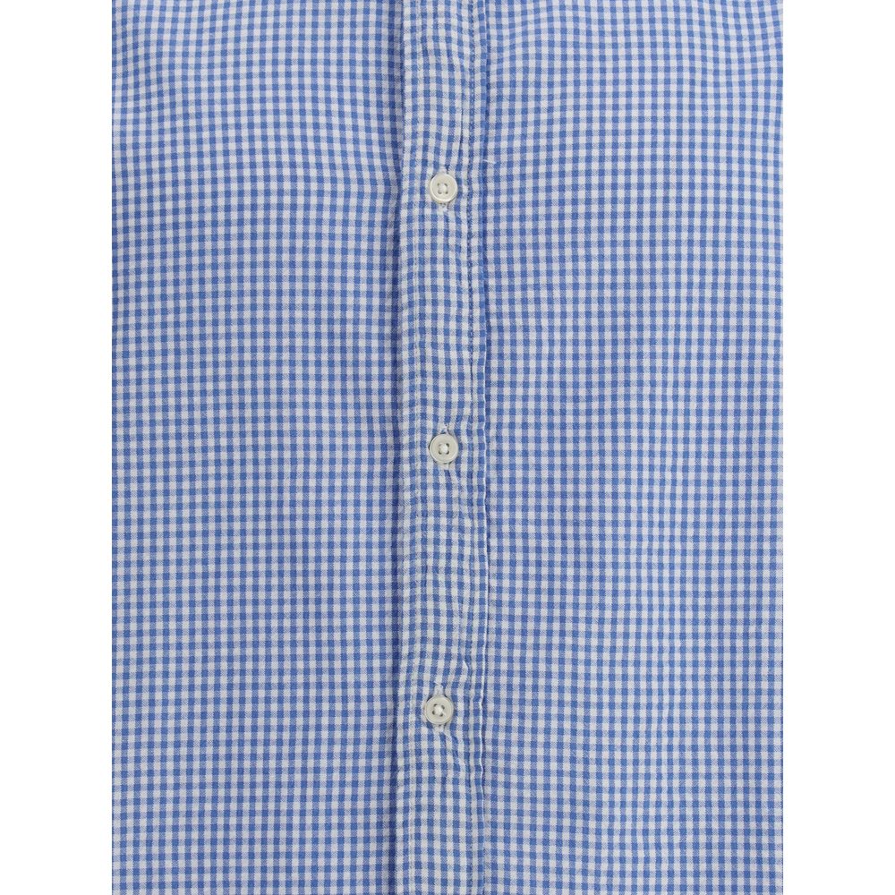 Deperlu Light Blue Cotton Pattern Shirt