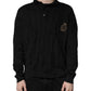 Dolce & Gabbana Black Heraldic Silk Buttoned Pullover Sweater