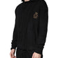 Dolce & Gabbana Black Heraldic Silk Buttoned Pullover Sweater