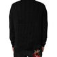 Dolce & Gabbana Black Heraldic Silk Buttoned Pullover Sweater