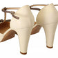 SERGIO LEVANTESI Beige T-Strap Block Heels Pumps Leather Shoes