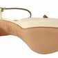 SERGIO LEVANTESI Beige T-Strap Block Heels Pumps Leather Shoes