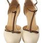 SERGIO LEVANTESI Beige T-Strap Block Heels Pumps Leather Shoes