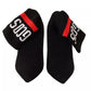 GCDS Black Suede Logo Socks Block Heel Ankle Boots Shoes