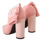 GCDS Pink Suede Logo Socks Block Heel Ankle Boots Shoes