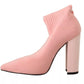 GCDS Pink Suede Logo Socks Block Heel Ankle Boots Shoes
