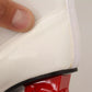 GCDS White Leather Fabric Red Logo Heel Ankle Boots Shoes