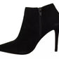 Steve Madden Black Suede Leather Stiletto Heels Boots Shoes