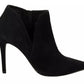 Steve Madden Black Suede Leather Stiletto Heels Boots Shoes