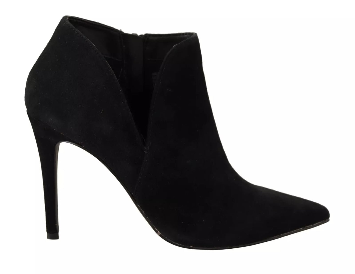 Steve Madden Black Suede Leather Stiletto Heels Boots Shoes