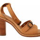 See By Chloé Brown Leather Studded Ankle Strap Sandals Shoes