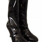 Stuart Weitzman Black Patent Leather High Heels Boots Shoes