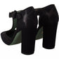 Paola D'Arcano Black Suede Leather Block Heels Sandals Shoes