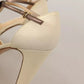 SERGIO LEVANTESI Off White Leather T-Strap Heels Sandals Shoes