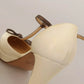 SERGIO LEVANTESI Off White Leather T-Strap Heels Sandals Shoes