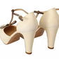 SERGIO LEVANTESI Off White Leather T-Strap Heels Sandals Shoes