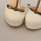 SERGIO LEVANTESI Off White Leather T-Strap Heels Sandals Shoes
