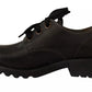 FLY LONDON Black Leather Low Top Lace Up Women Oxford Shoes