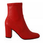 Steve Madden Red Leather Block Heels Ankle Boots Shoes