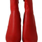 Steve Madden Red Leather Block Heels Ankle Boots Shoes
