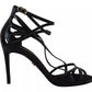 Dolce & Gabbana Black Leather Stiletto Heels Sandals Shoes