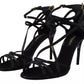Dolce & Gabbana Black Leather Stiletto Heels Sandals Shoes