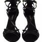 Dolce & Gabbana Black Leather Stiletto Heels Sandals Shoes